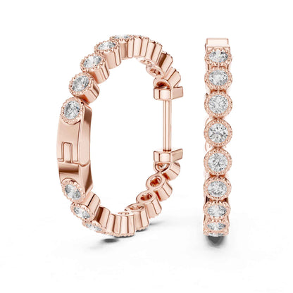 Classic Round Cut Diamond Line Hoop & Huggie Earrings