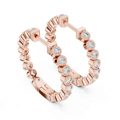 Classic Round Cut Diamond Line Hoop & Huggie Earrings