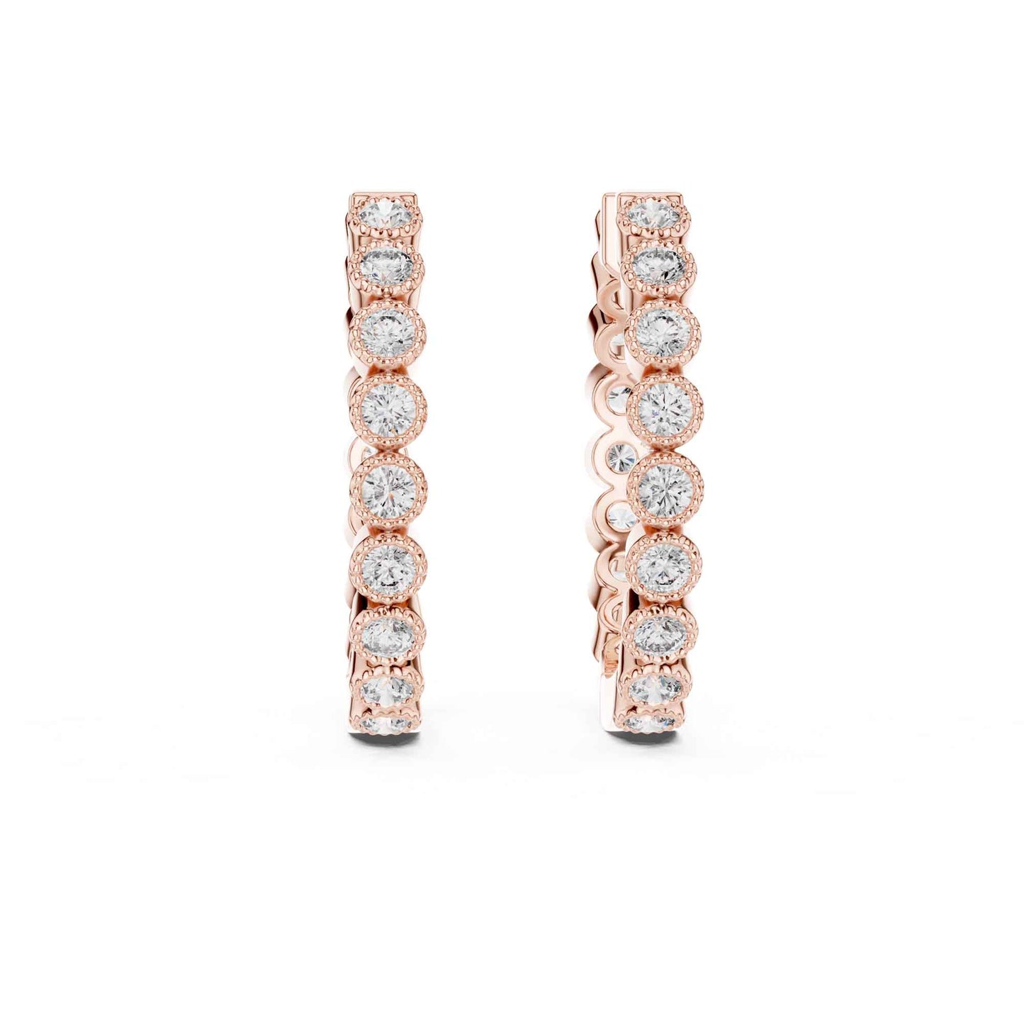 Classic Round Cut Diamond Line Hoop & Huggie Earrings