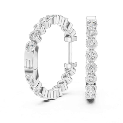Classic Round Cut Diamond Line Hoop & Huggie Earrings