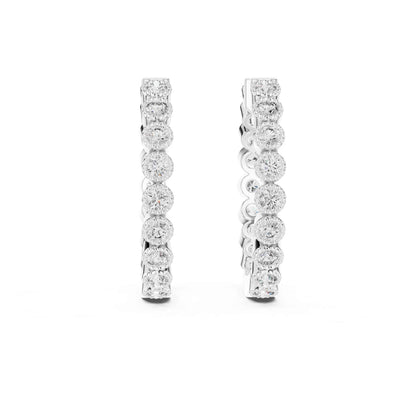 Classic Round Cut Diamond Line Hoop & Huggie Earrings