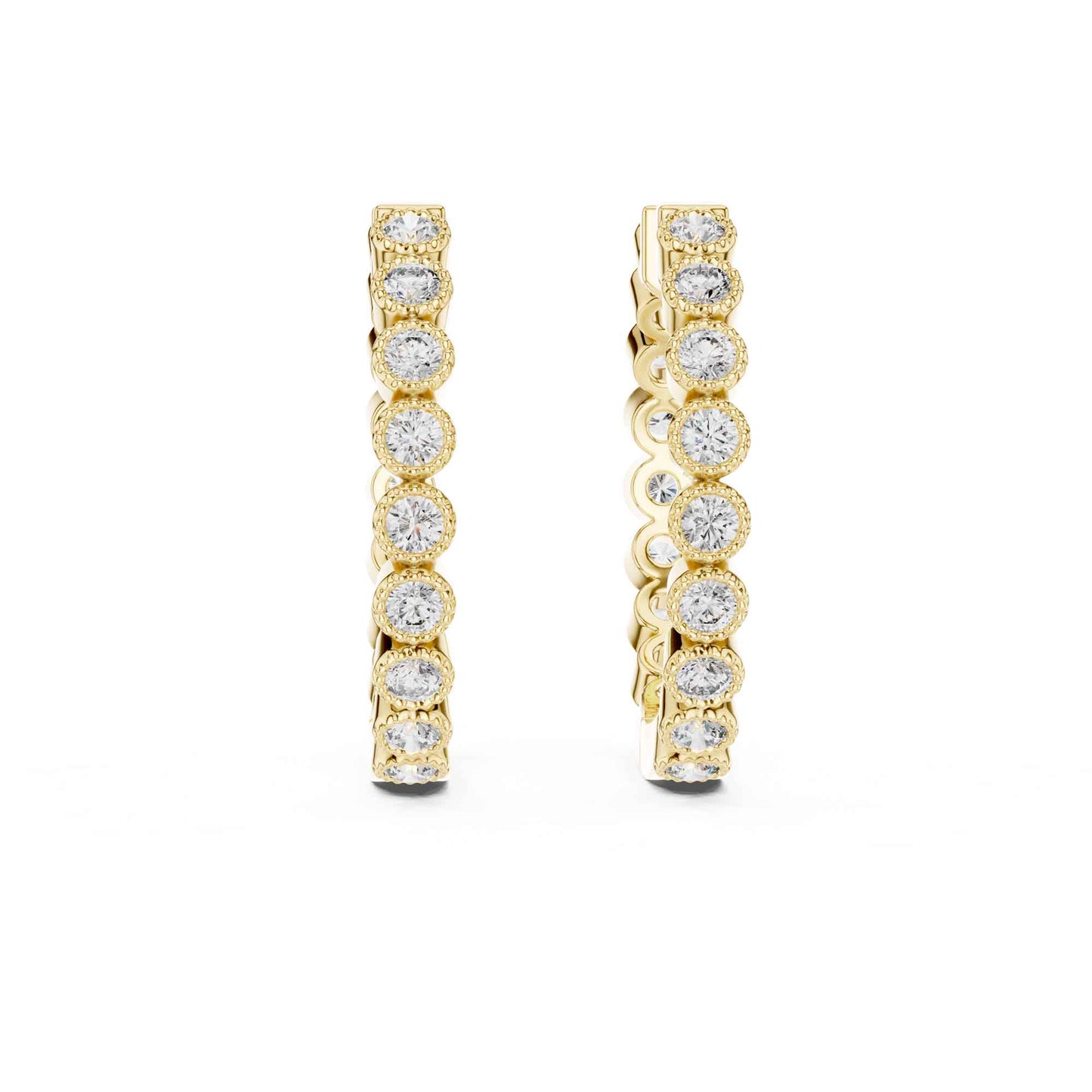 Classic Round Cut Diamond Line Hoop & Huggie Earrings