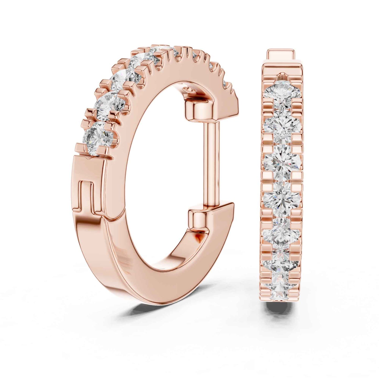 Classic Round Cut Lab Grown Diamond Hoop & Huggie Earrings