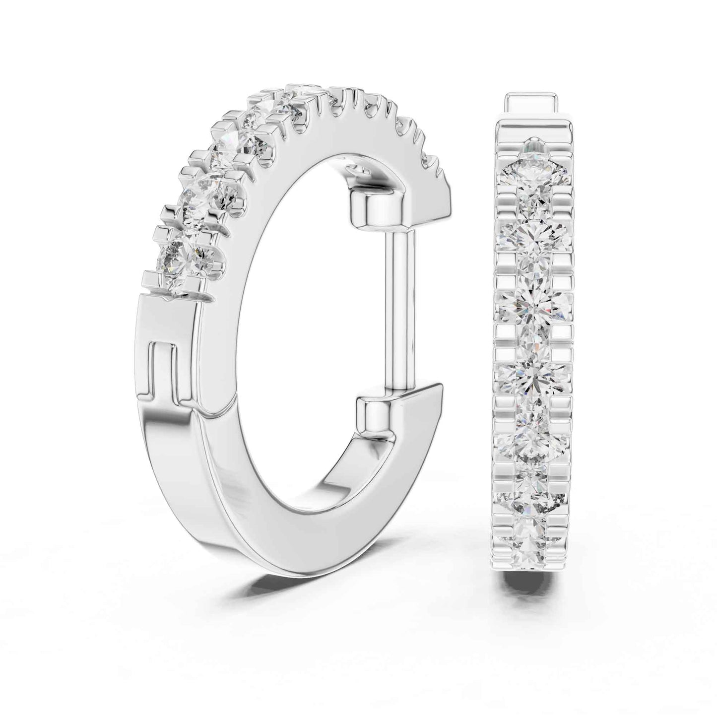 Classic Round Cut Lab Grown Diamond Hoop & Huggie Earrings