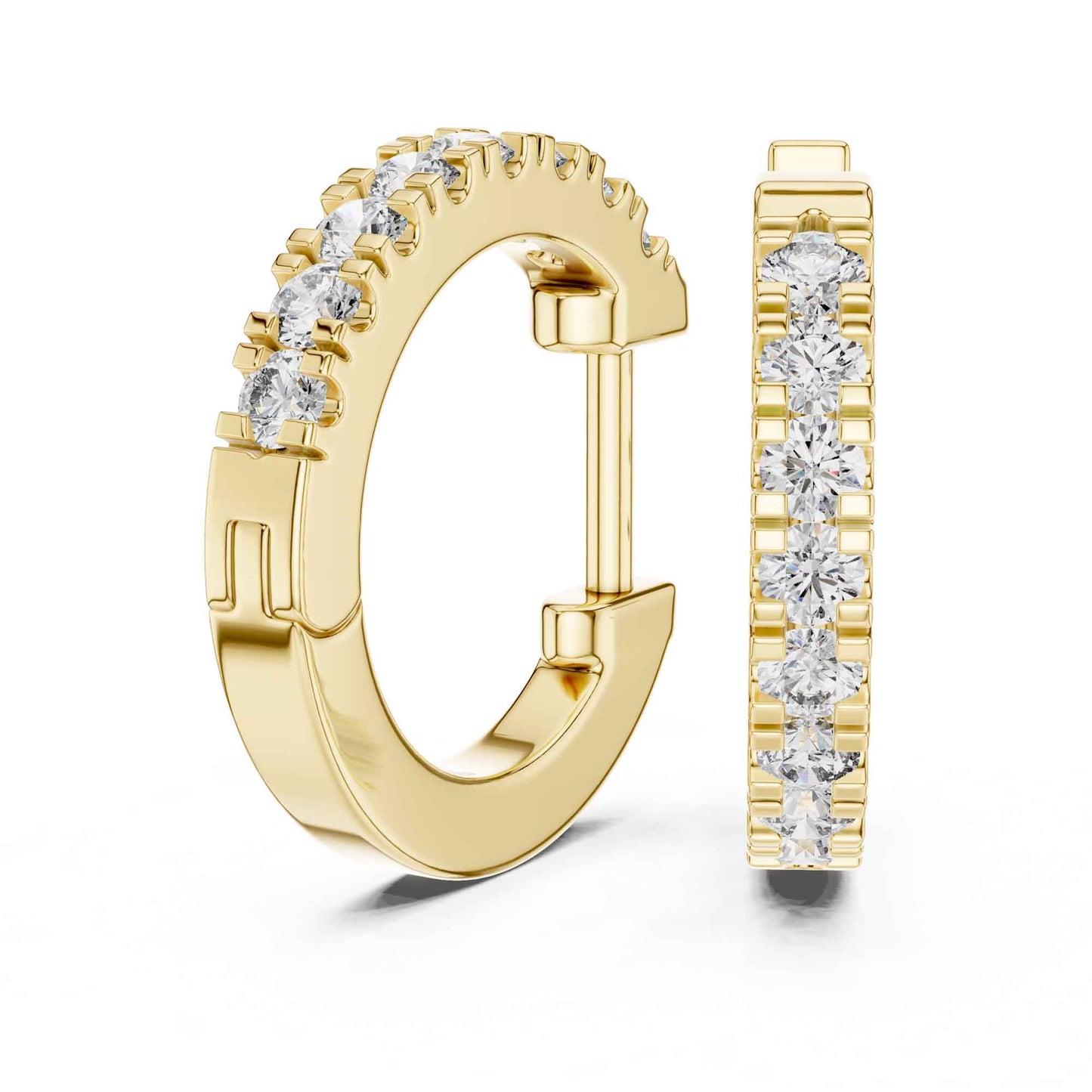 Classic Round Cut Lab Grown Diamond Hoop & Huggie Earrings