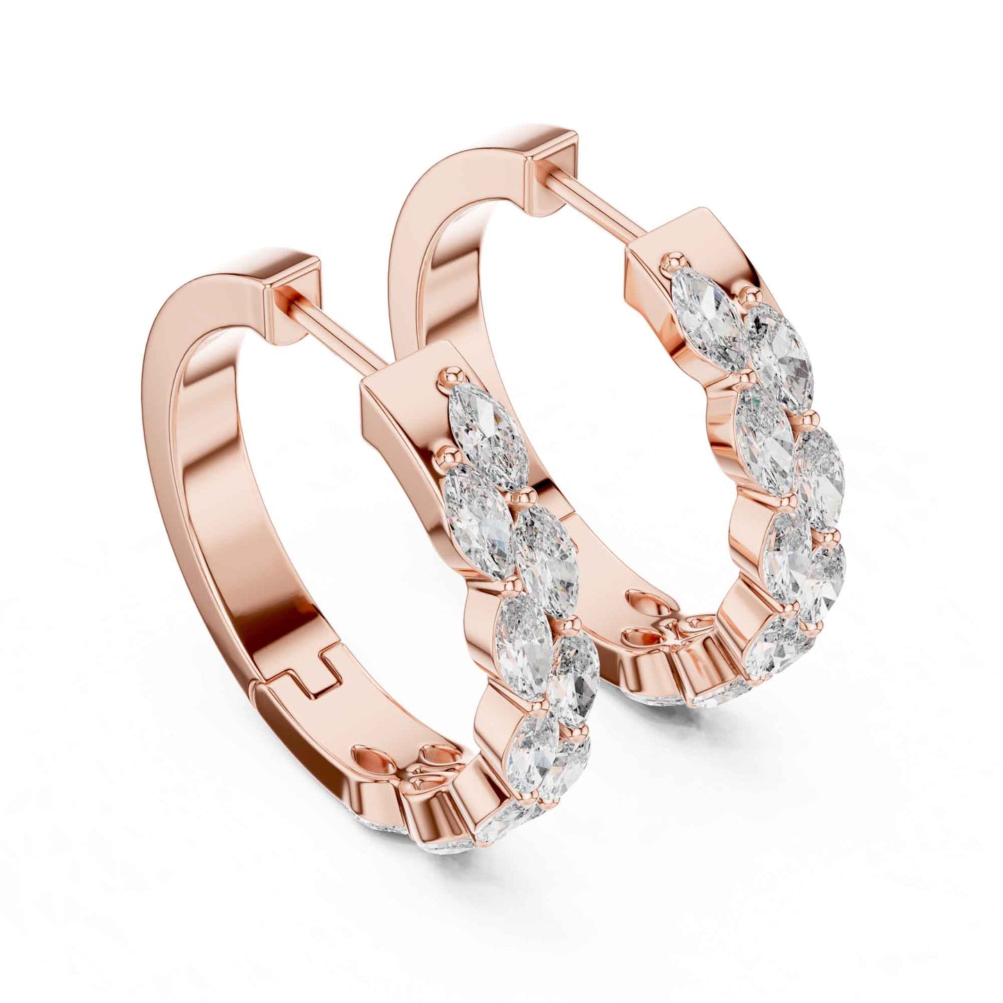 Marquise Cut Lab Grown Diamond Accent Hoop & Huggie Earrings