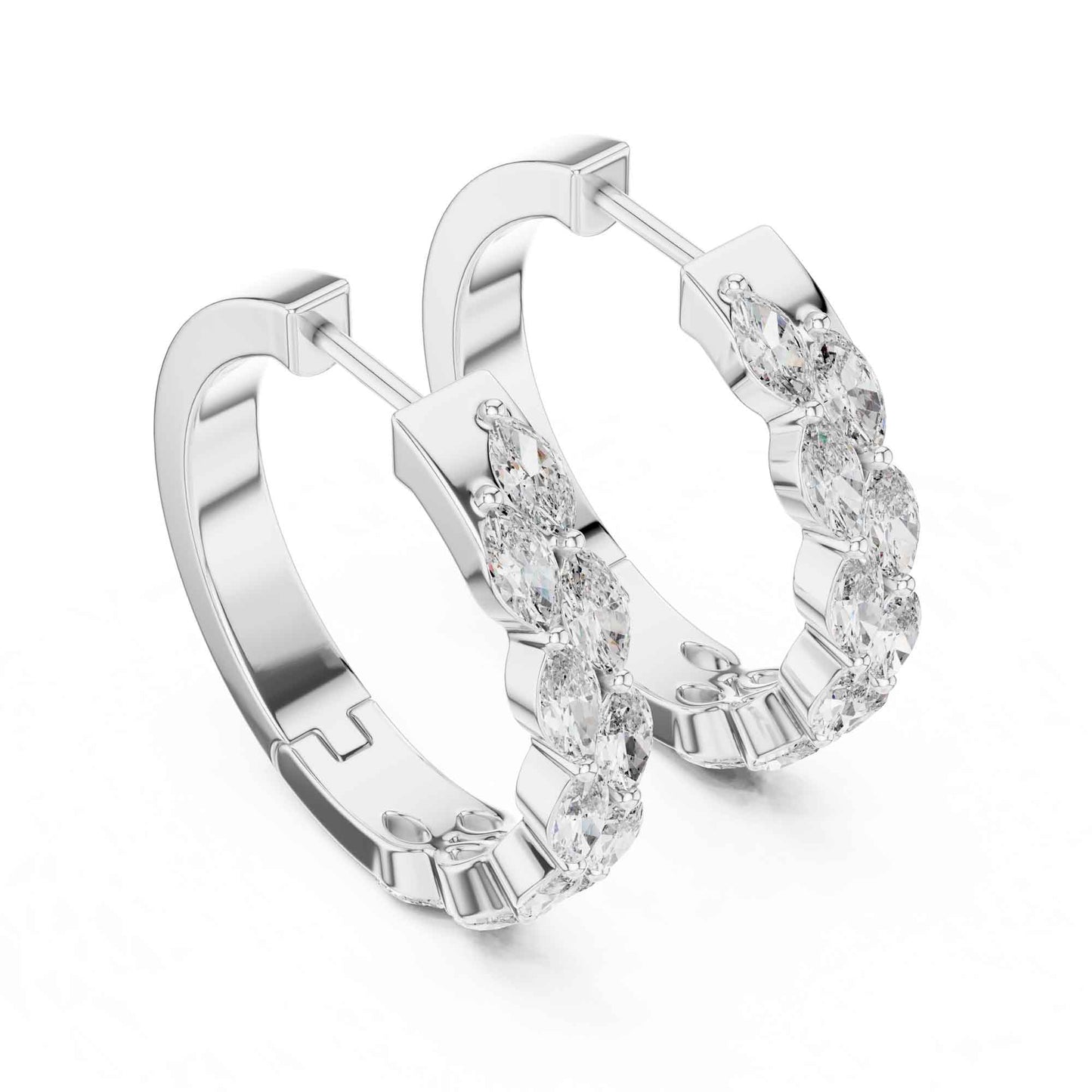 Marquise Cut Lab Grown Diamond Accent Hoop & Huggie Earrings