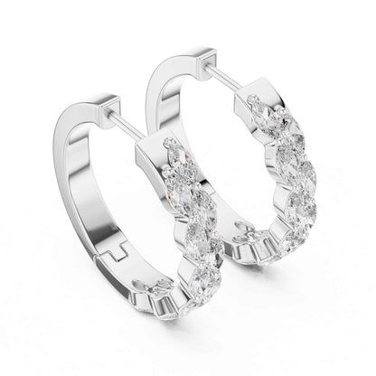 Marquise Cut Lab Grown Diamond Accent Hoop & Huggie Earrings