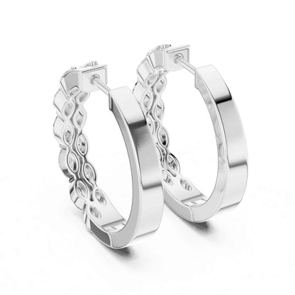 Marquise Cut Lab Grown Diamond Accent Hoop & Huggie Earrings