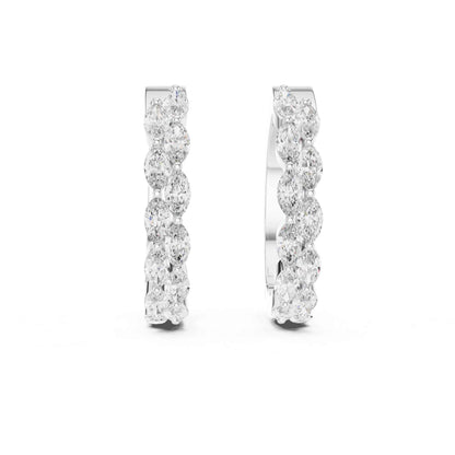 Marquise Cut Lab Grown Diamond Accent Hoop & Huggie Earrings