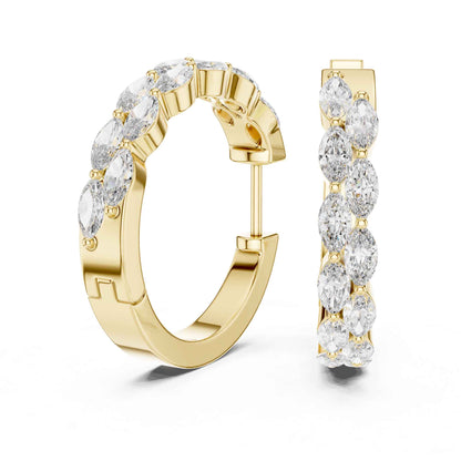 Marquise Cut Lab Grown Diamond Accent Hoop & Huggie Earrings