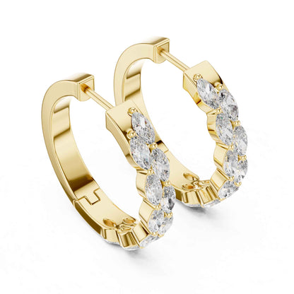 Marquise Cut Lab Grown Diamond Accent Hoop & Huggie Earrings