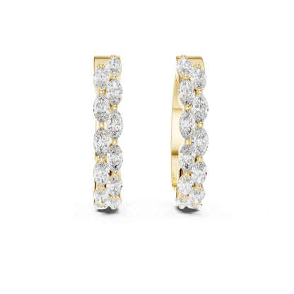 Marquise Cut Lab Grown Diamond Accent Hoop & Huggie Earrings