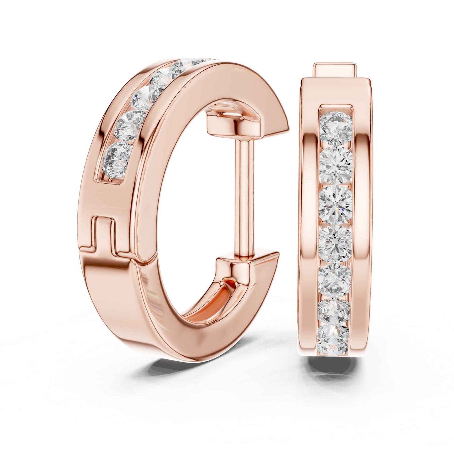 Classic Round Cut Lab Grown Diamond Bezel Setting Hoop & Huggie Earrings