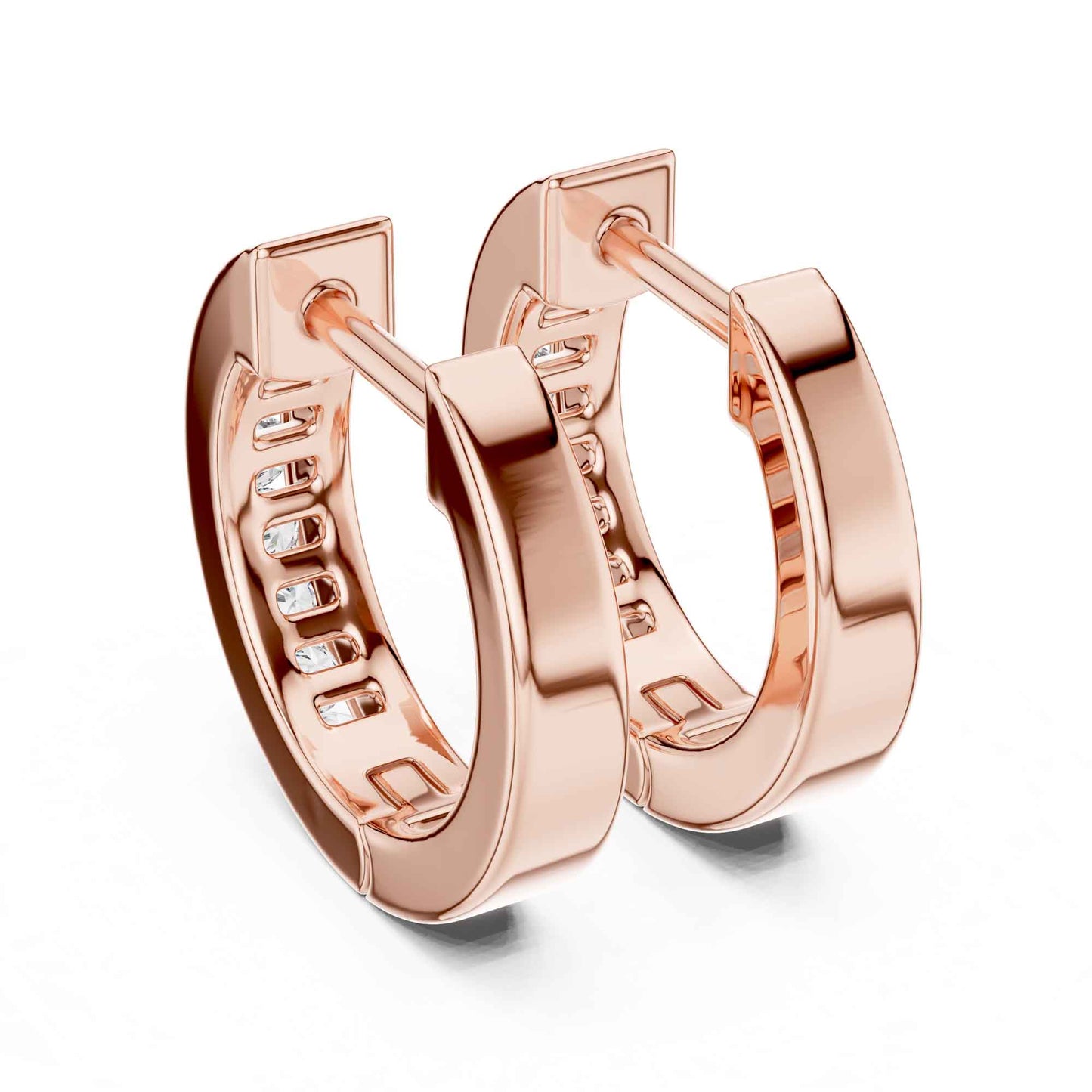 Classic Round Cut Lab Grown Diamond Bezel Setting Hoop & Huggie Earrings