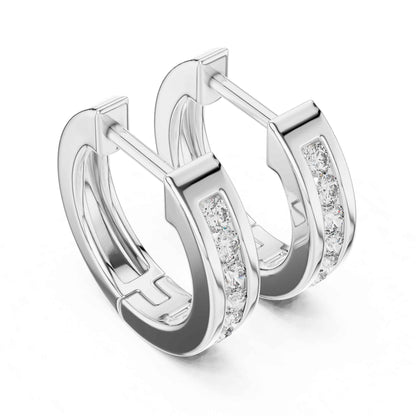 Classic Round Cut Lab Grown Diamond Bezel Setting Hoop & Huggie Earrings
