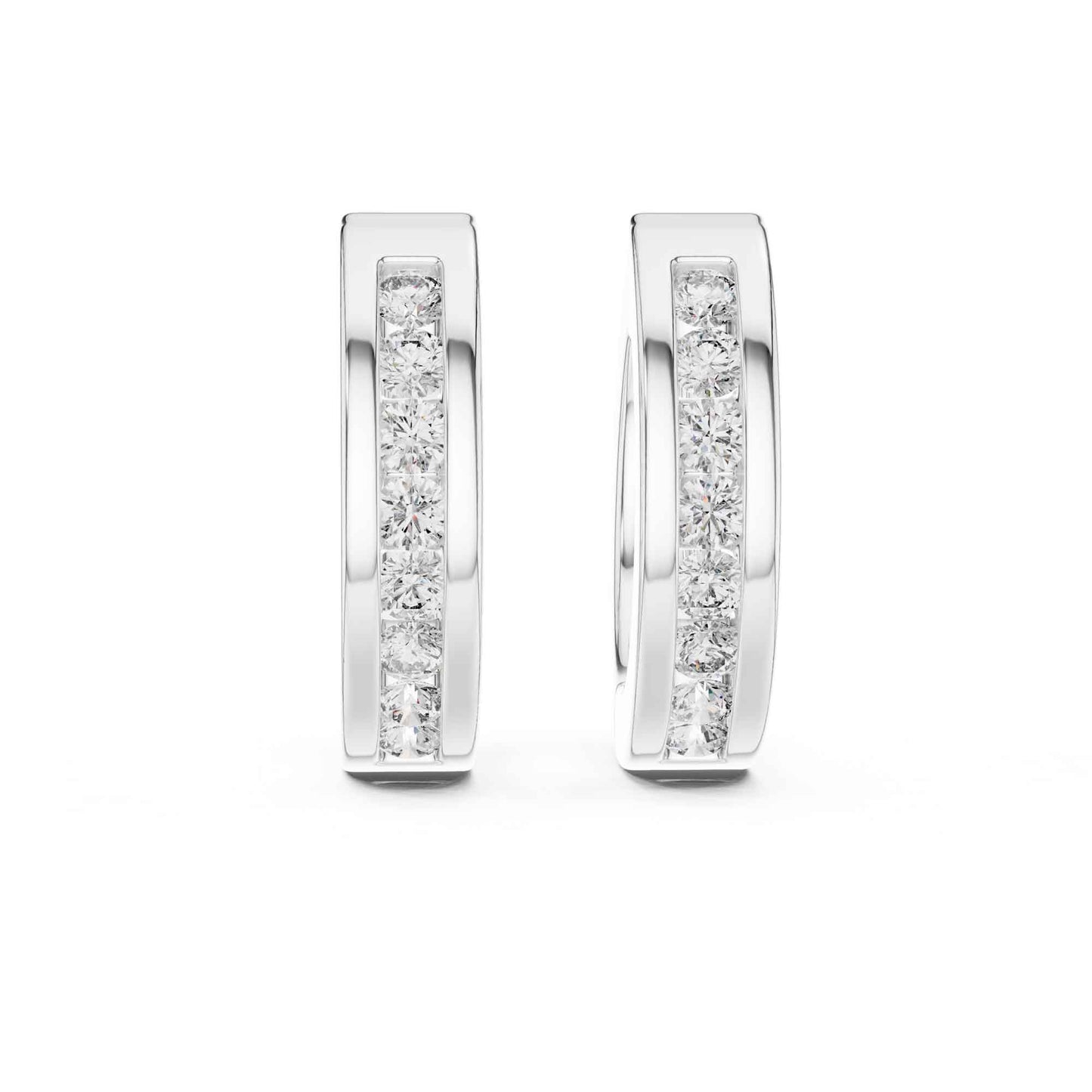 Classic Round Cut Lab Grown Diamond Bezel Setting Hoop & Huggie Earrings