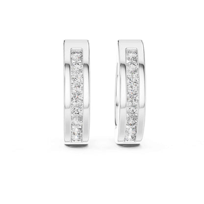 Classic Round Cut Lab Grown Diamond Bezel Setting Hoop & Huggie Earrings
