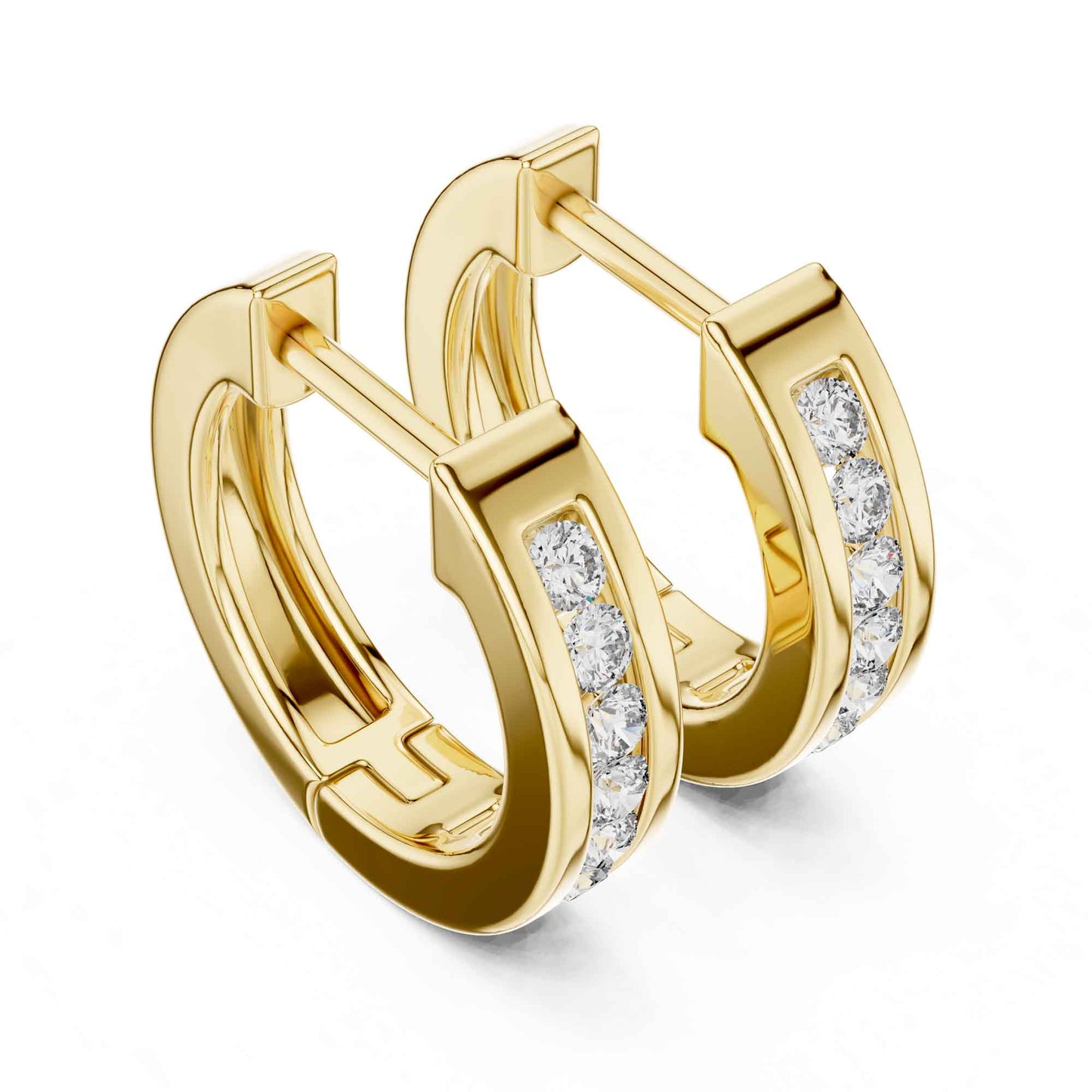Classic Round Cut Lab Grown Diamond Bezel Setting Hoop & Huggie Earrings