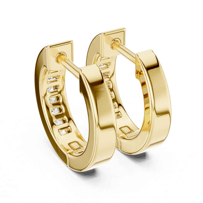 Classic Round Cut Lab Grown Diamond Bezel Setting Hoop & Huggie Earrings