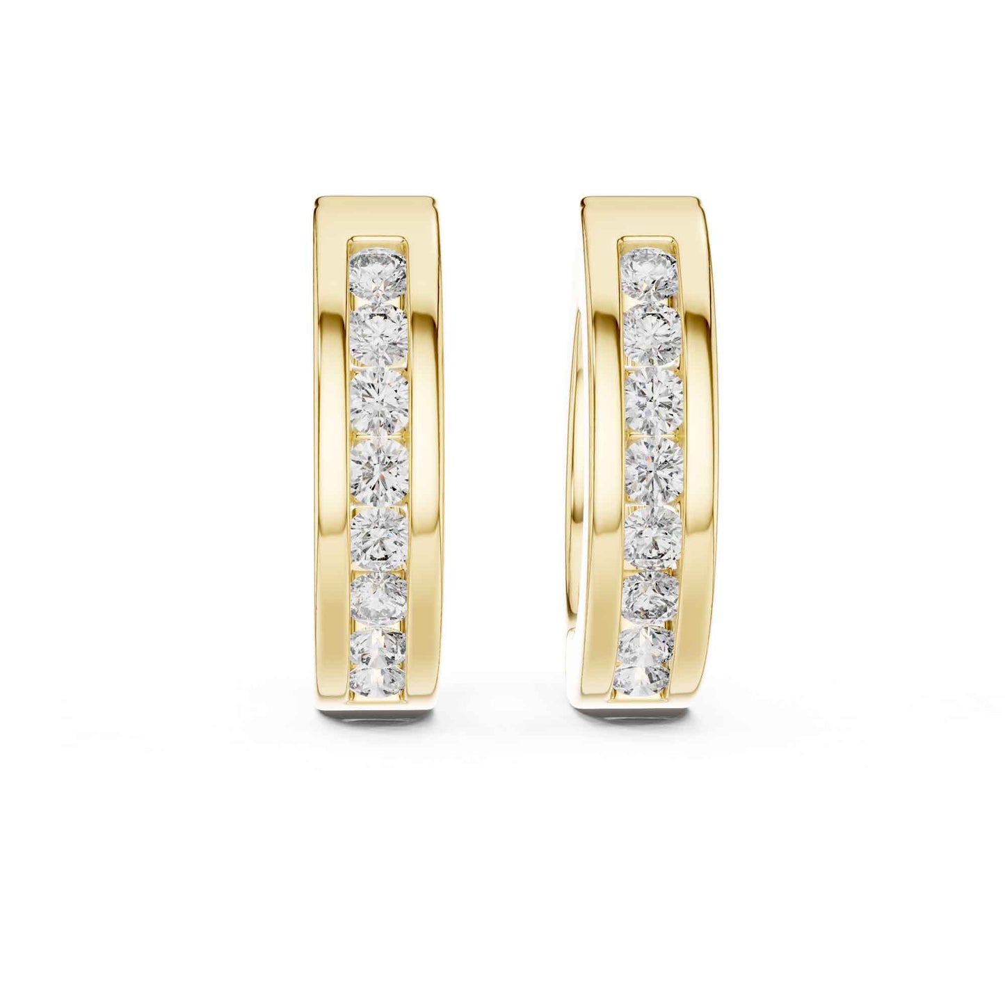 Classic Round Cut Lab Grown Diamond Bezel Setting Hoop & Huggie Earrings