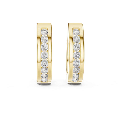 Classic Round Cut Lab Grown Diamond Bezel Setting Hoop & Huggie Earrings