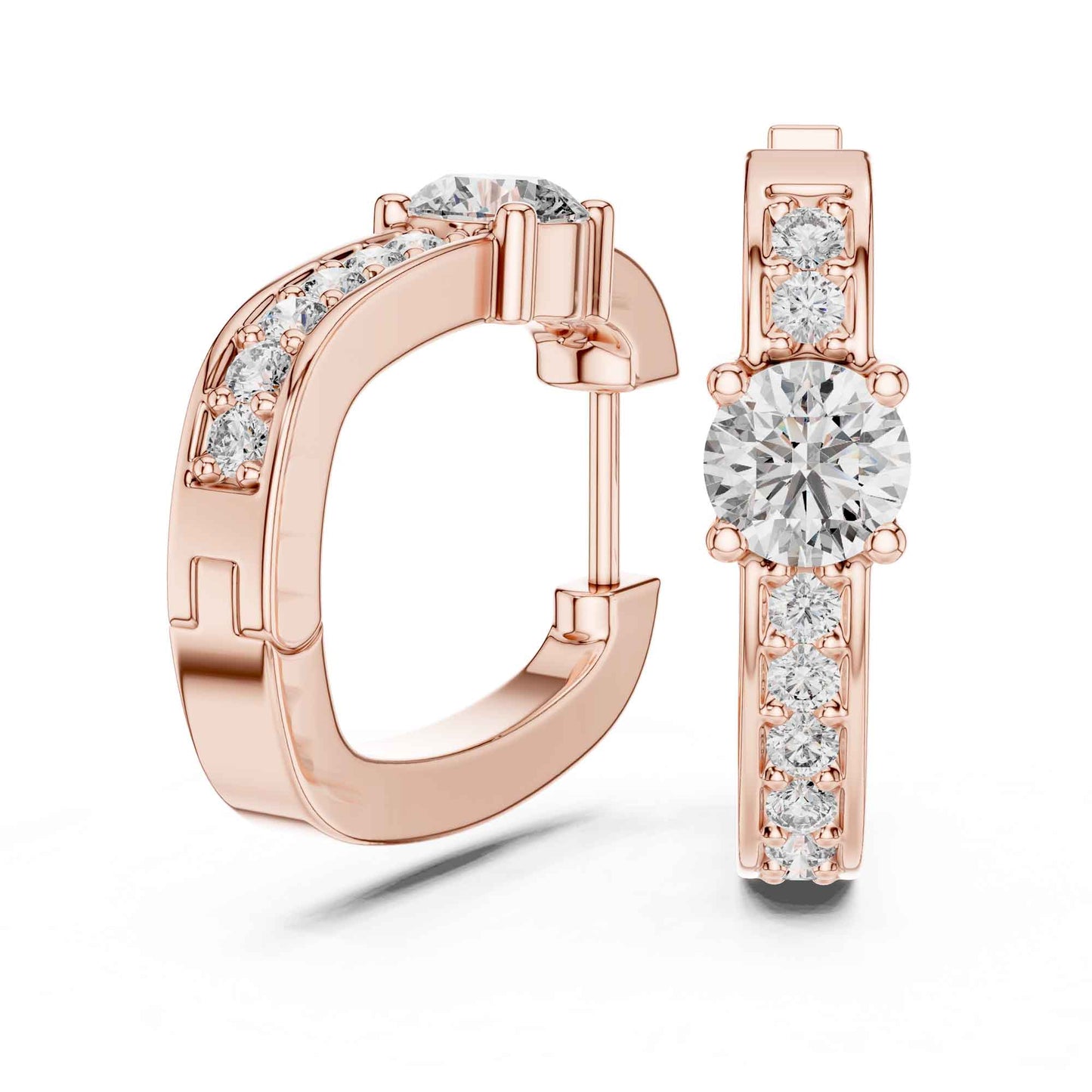 Round Cut Lab Grown Diamond Accent Solitaire Hoop & Huggie Earrings