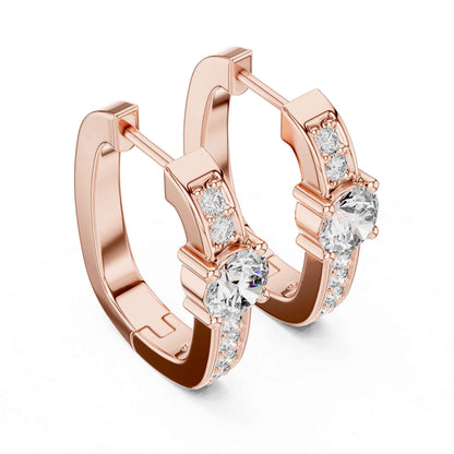 Round Cut Lab Grown Diamond Accent Solitaire Hoop & Huggie Earrings