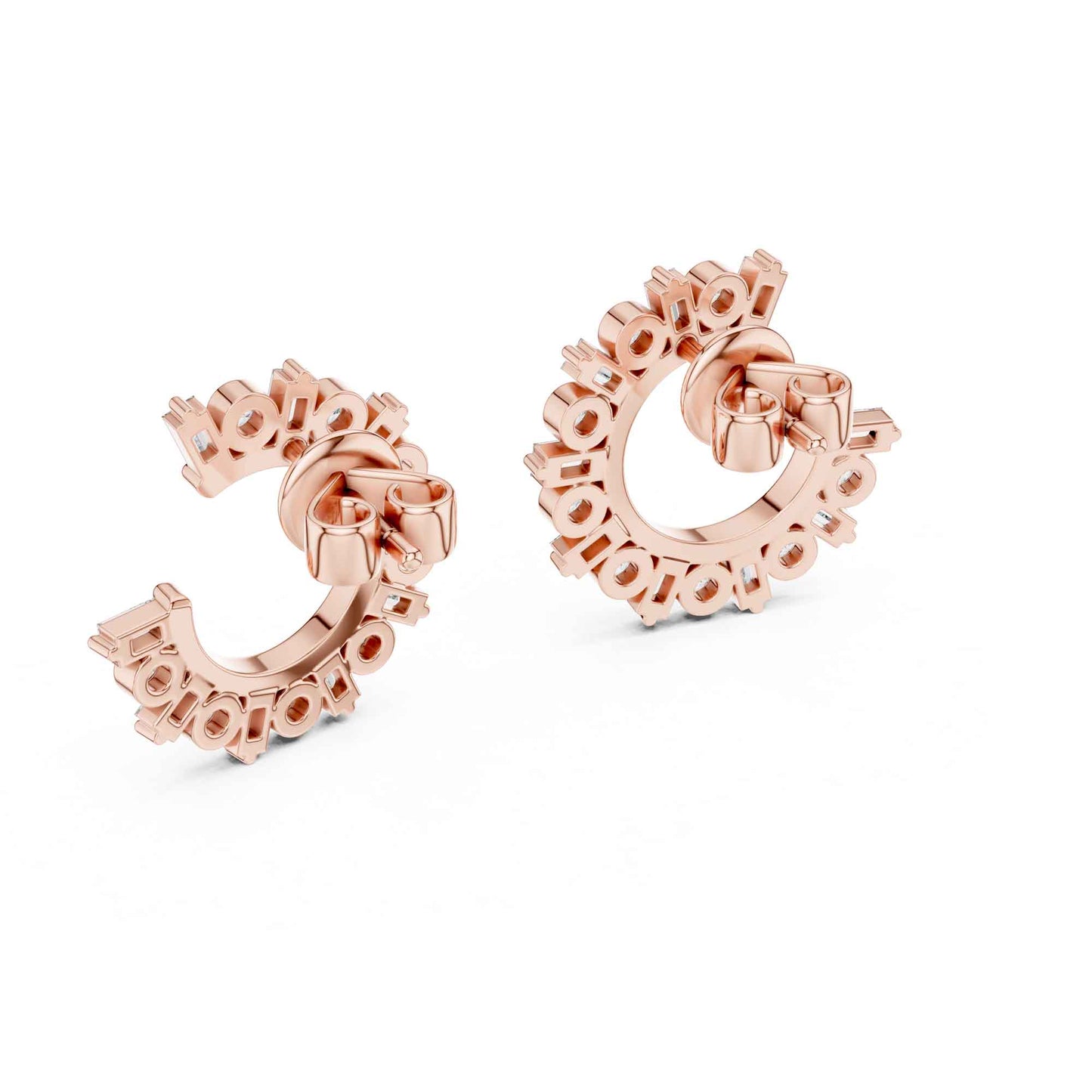 Emerald & Round Cut Lab Grown Diamond Stud Earrings