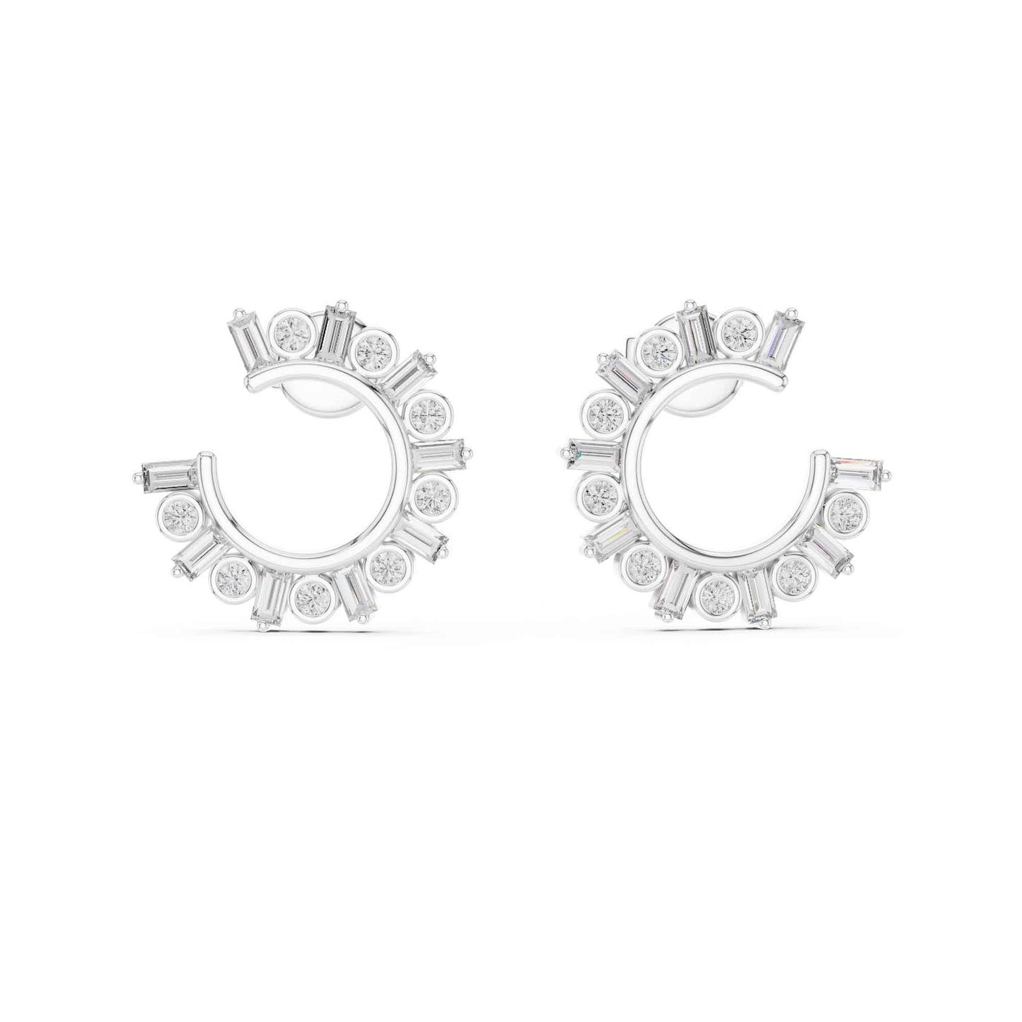 Emerald & Round Cut Lab Grown Diamond Stud Earrings