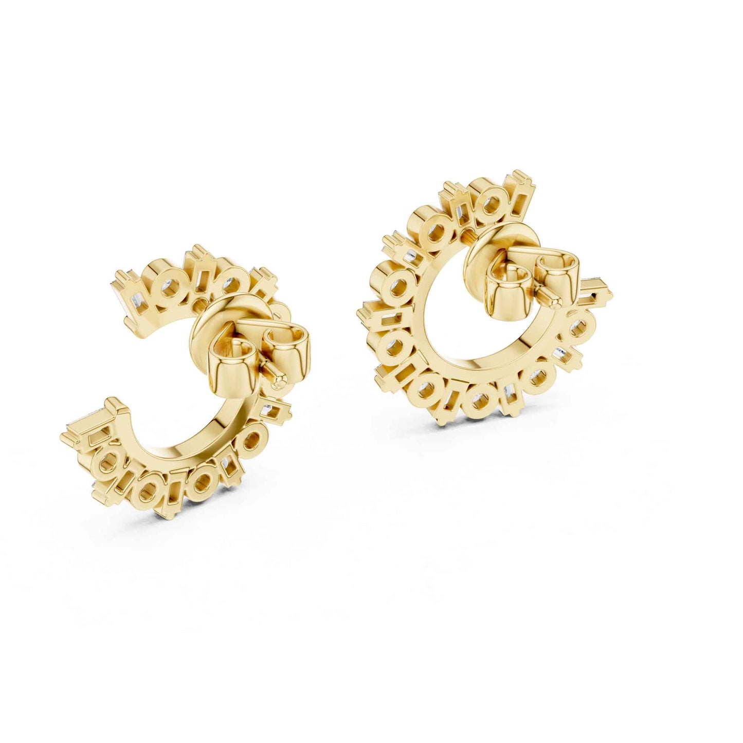 Emerald & Round Cut Lab Grown Diamond Stud Earrings