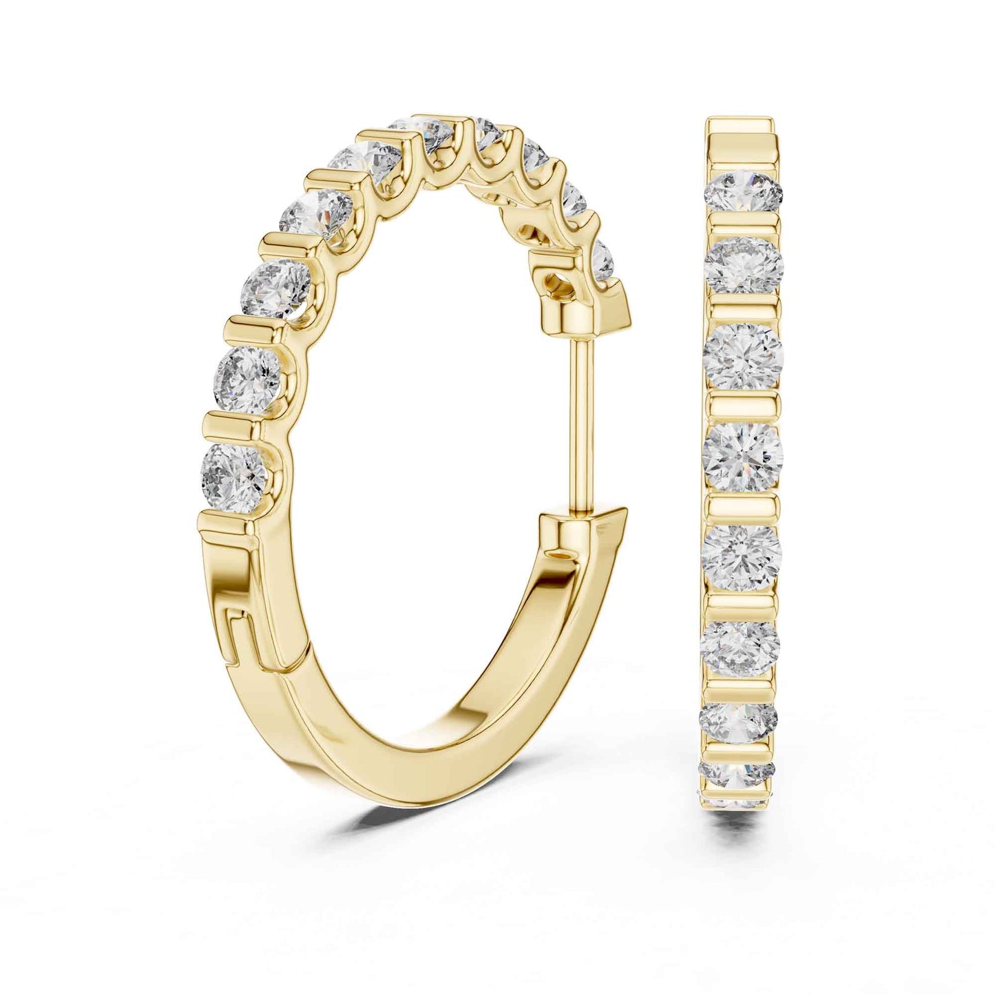 Classic Round Cut Diamond Hoop & Huggie Earrings