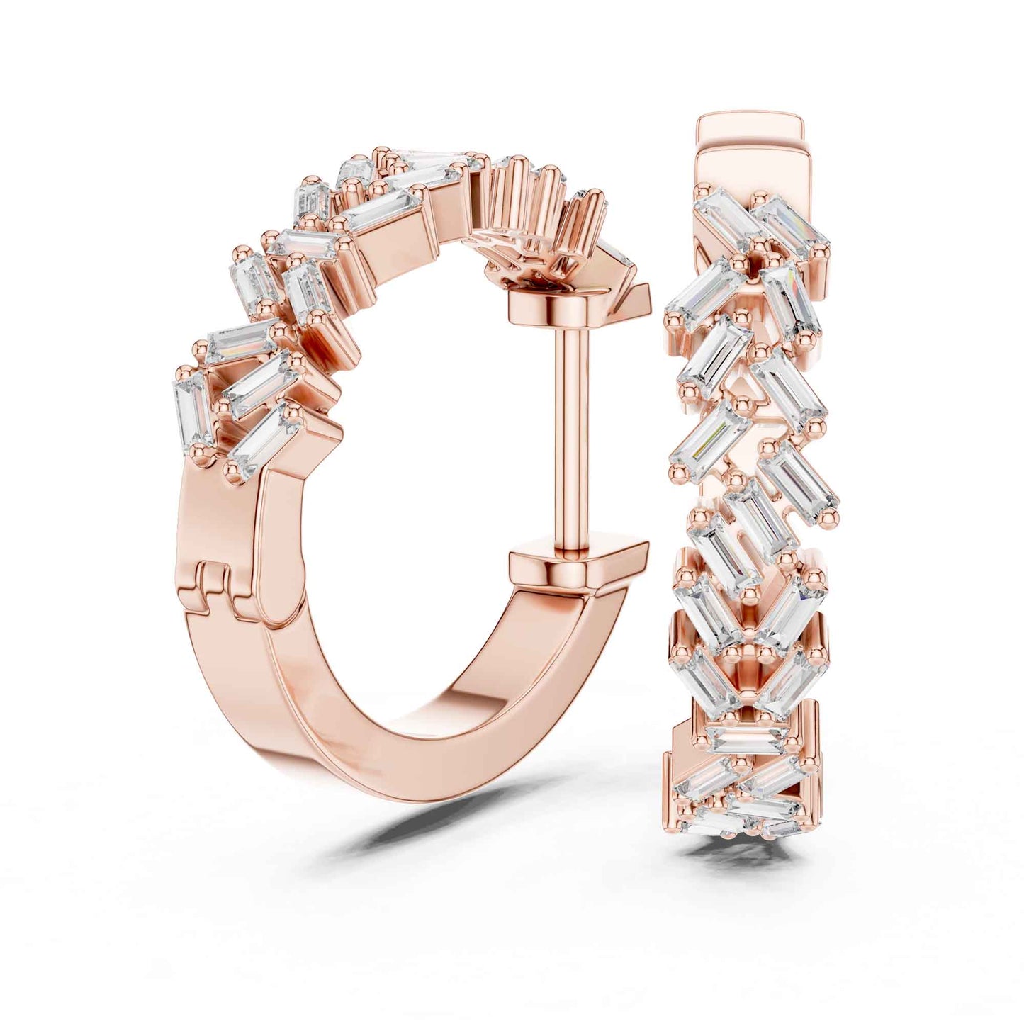 Baguette Cluster Cut Lab Grown Diamond Statement Hoop & Huggie Earrings