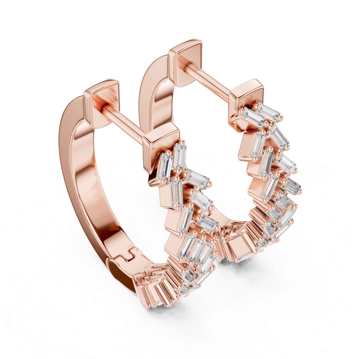 Baguette Cluster Cut Lab Grown Diamond Statement Hoop & Huggie Earrings