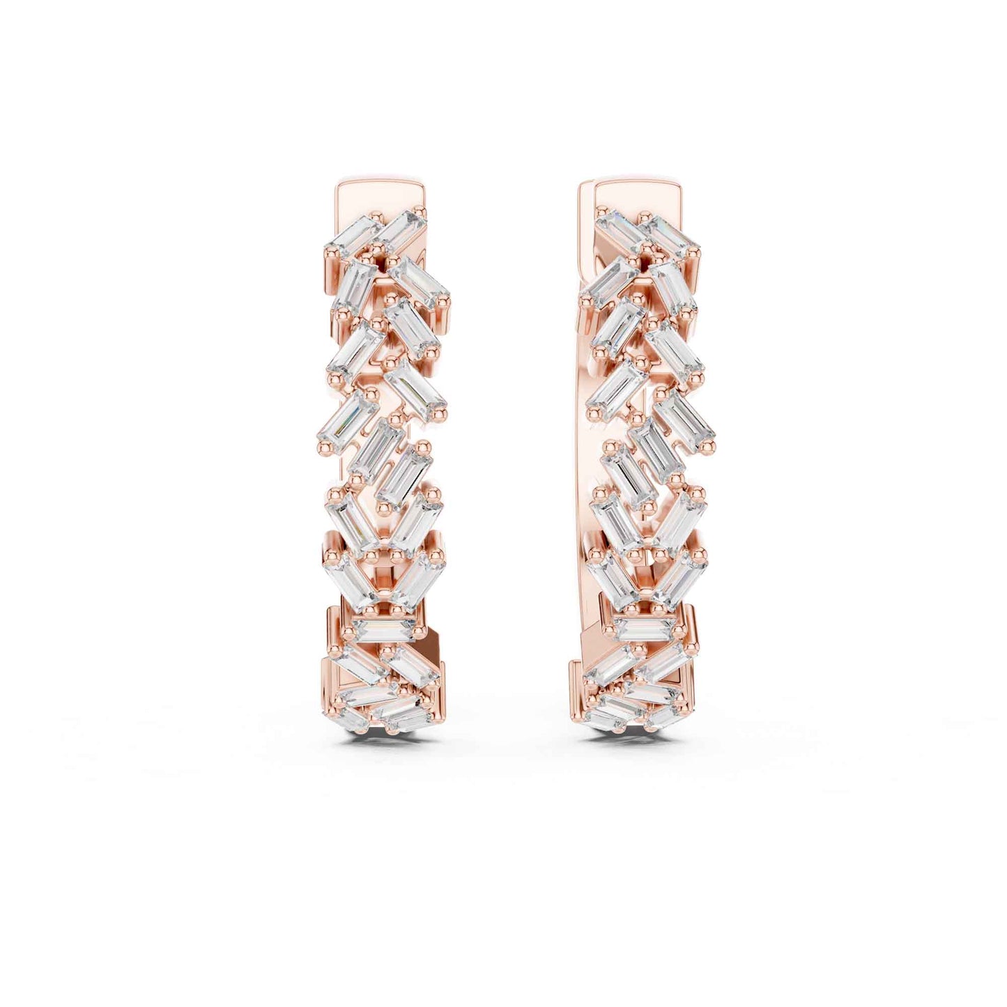 Baguette Cluster Cut Lab Grown Diamond Statement Hoop & Huggie Earrings