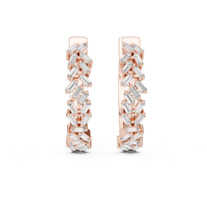 Baguette Cluster Cut Lab Grown Diamond Statement Hoop & Huggie Earrings