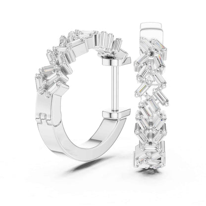 Baguette Cluster Cut Lab Grown Diamond Statement Hoop & Huggie Earrings