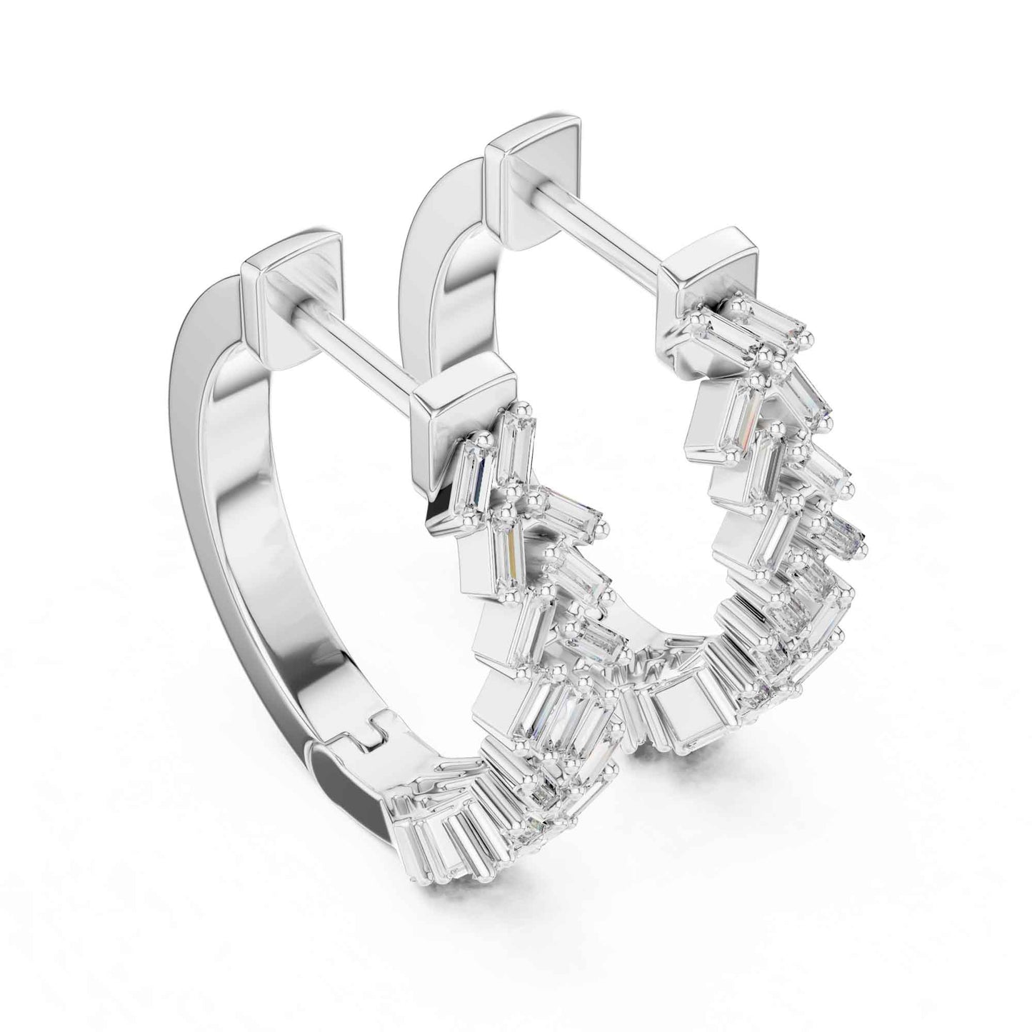 Baguette Cluster Cut Lab Grown Diamond Statement Hoop & Huggie Earrings