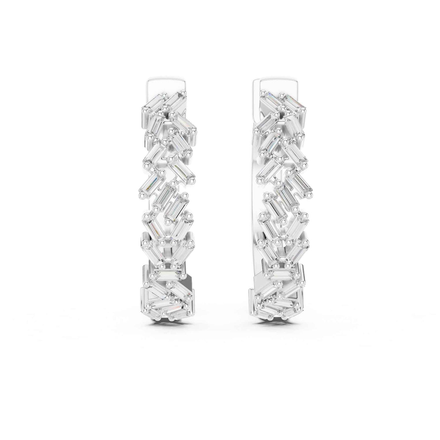 Baguette Cluster Cut Lab Grown Diamond Statement Hoop & Huggie Earrings