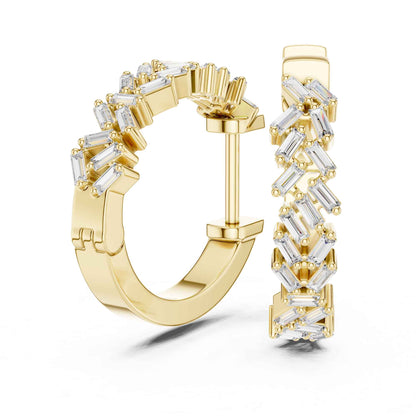 Baguette Cluster Cut Lab Grown Diamond Statement Hoop & Huggie Earrings