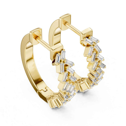 Baguette Cluster Cut Lab Grown Diamond Statement Hoop & Huggie Earrings