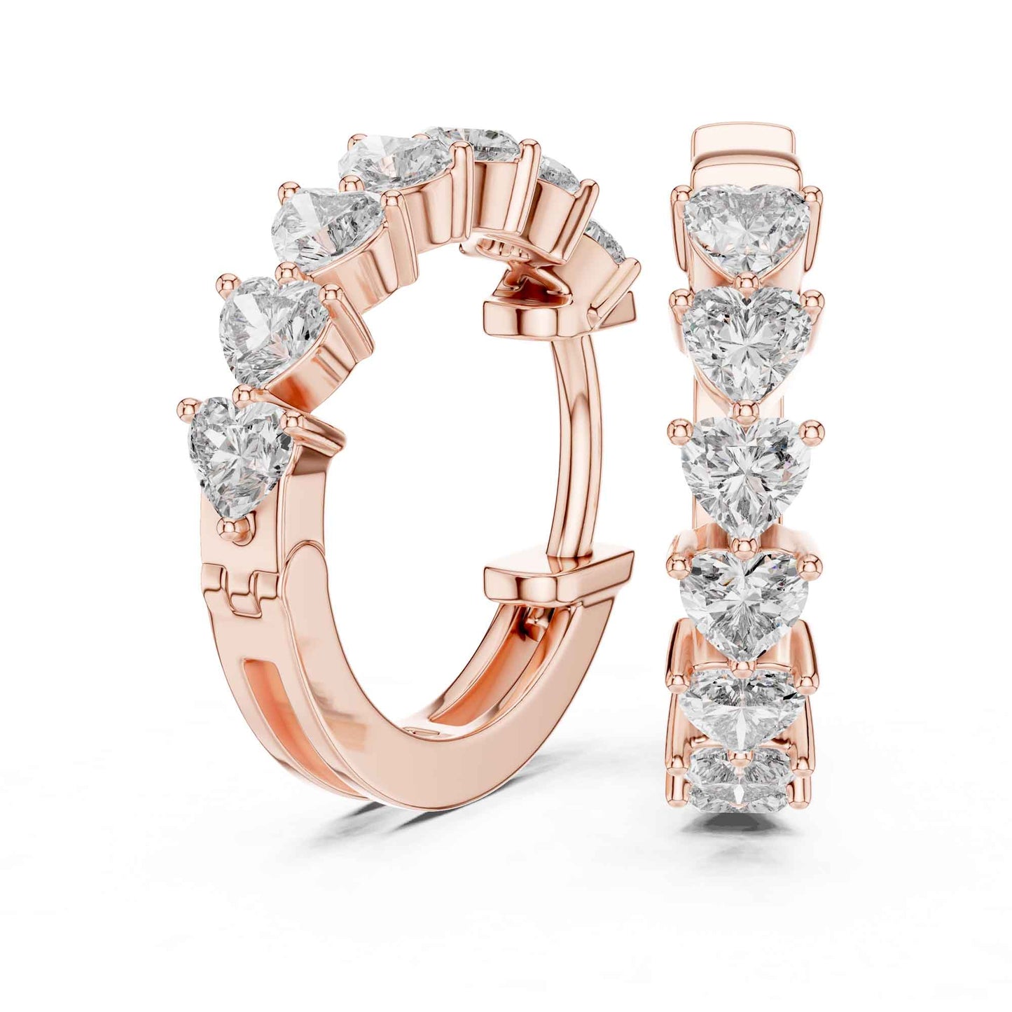 Heart Cut Lab Grown Diamond Hoop & Huggie Earrings