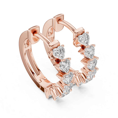 Heart Cut Lab Grown Diamond Hoop & Huggie Earrings