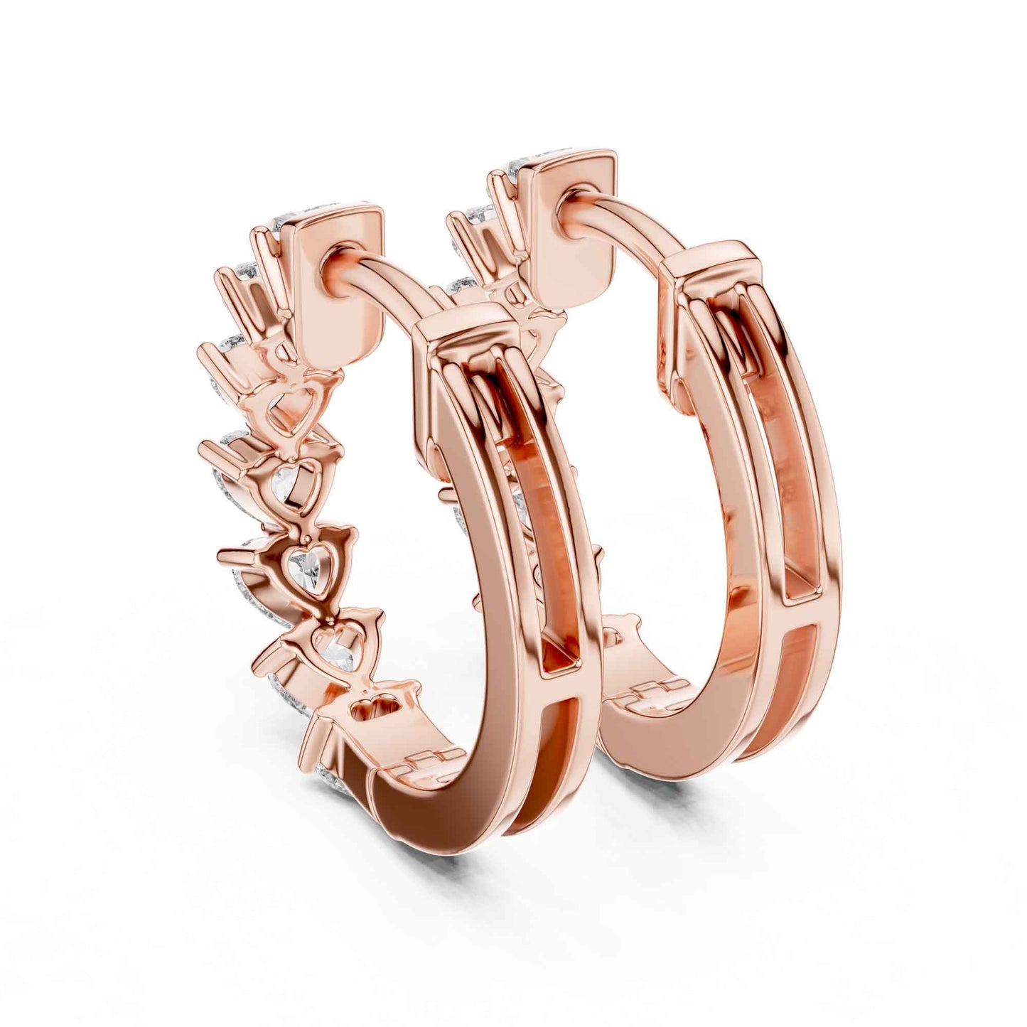 Heart Cut Lab Grown Diamond Hoop & Huggie Earrings