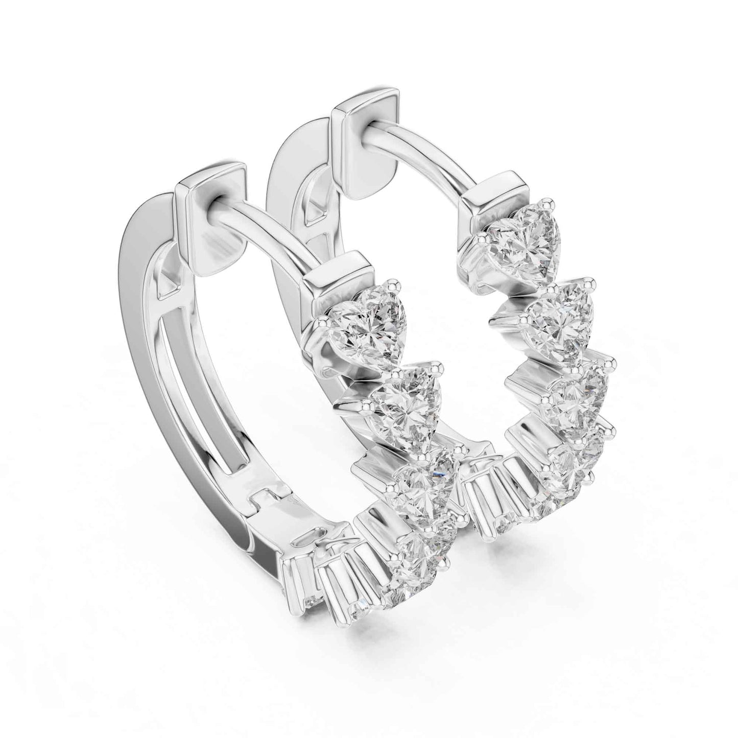 Heart Cut Lab Grown Diamond Hoop & Huggie Earrings