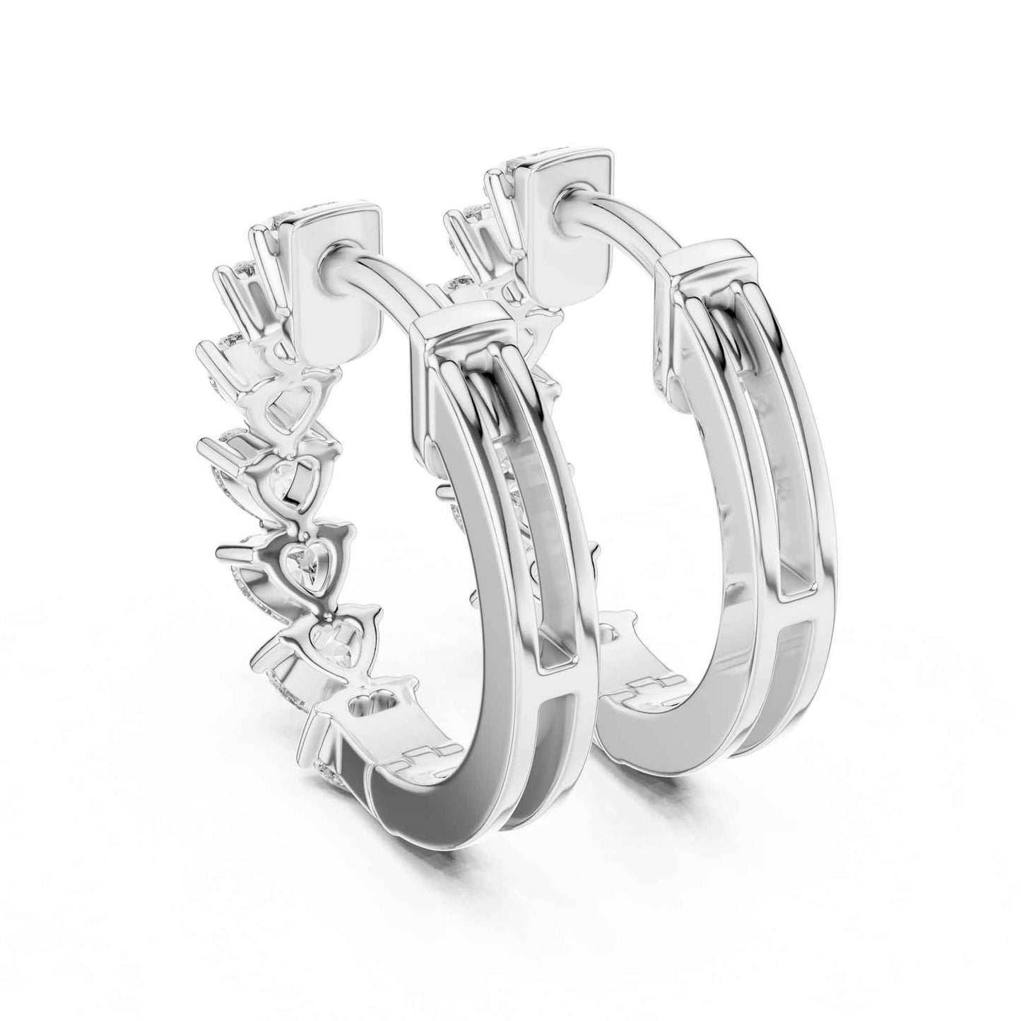 Heart Cut Lab Grown Diamond Hoop & Huggie Earrings
