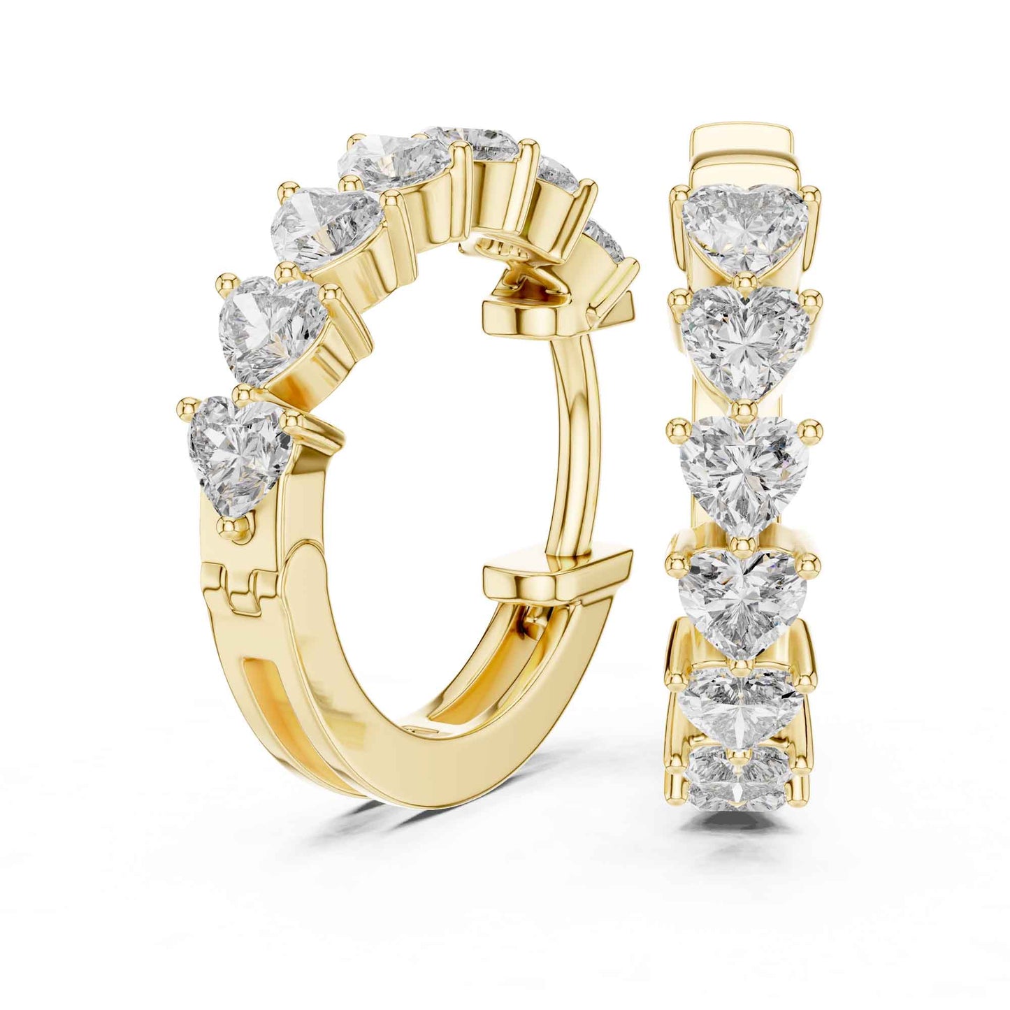 Heart Cut Lab Grown Diamond Hoop & Huggie Earrings