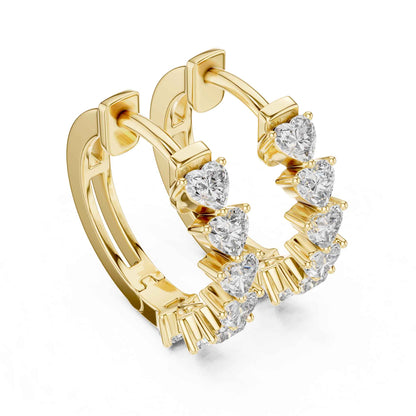 Heart Cut Lab Grown Diamond Hoop & Huggie Earrings
