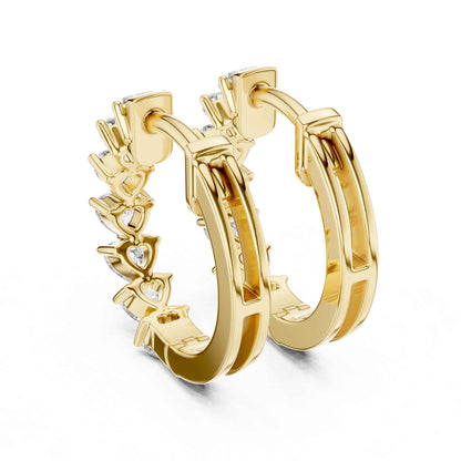 Heart Cut Lab Grown Diamond Hoop & Huggie Earrings