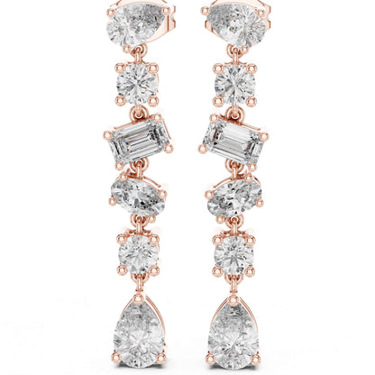 Multi-Shape Cascade Lab Grown Diamond Drop & Dangle Earrings